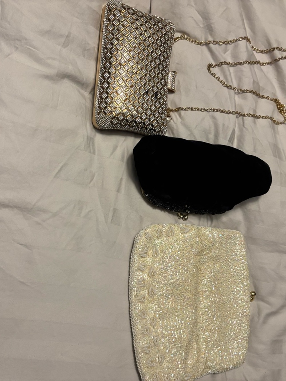 Vintage black kiss lock bag, handmade white fold over. New shoulder clutch